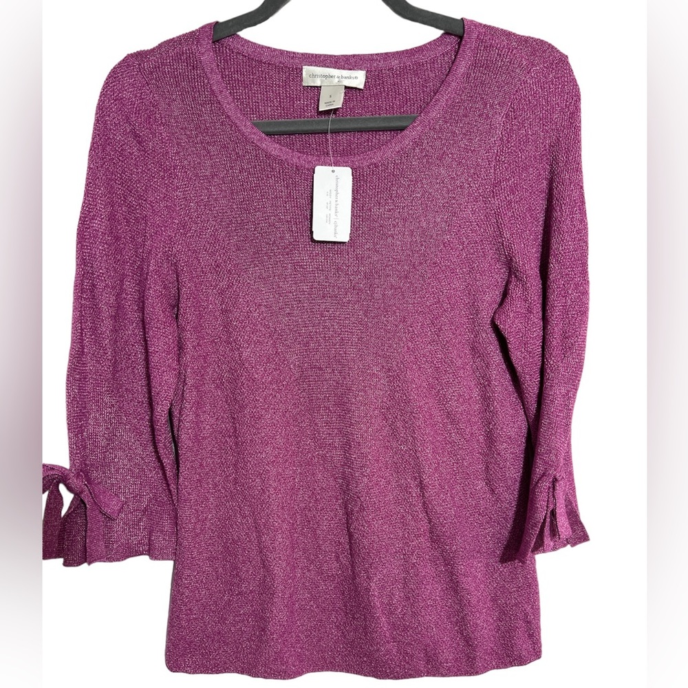 NWT-Christopher & Banks Small Sweater-3/4 sleeve w/bow
